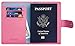 SimpacX Leather Passport Holder Wallet Cover Case Travel Wallet RFID Blocking 12 Contract Colors(Pink)