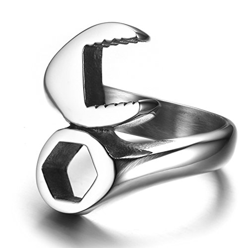thumbnail image 2 of Gothic Biker Wrench Spanner Ring – 316L Stainless Steel Mechanic Band For Men & Women 2 of 5