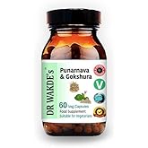 DR WAKDE's Punarnava & Gokshura Capsules (60 Veg Caps, Promotes Healthy Urinary Flush, Ayurvedic Supplement, Vegan, Herbal, All Natural, Made in UK)
