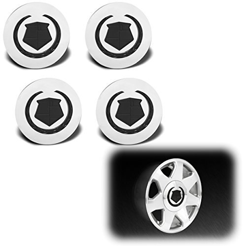 AutoModZone Custom Chrome Wheel Center Cap Hub Emblem Cover Set of 4 for 02-06 Cadillac Escalade Base/ESV/EXT (Black Emblem)