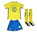 BRAZIL NEYMAR JR #10 Home Football Soccer Kids Jersey Short Socks Set Youth Sizes (6-7 YEARS)