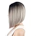 netgo Bob Wig Grey Ombre Wigs Short Straight Synthetic Hair Full Wig for Women
