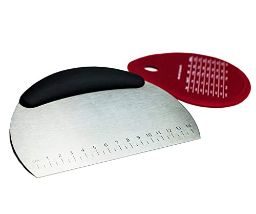 HUJI Stainless Steel Dough Scraper Pastry Cutter Chopper and Silicone Bowl Scraper with measurements