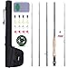 PLUSINNO Fly Fishing Rod and Reel Combo, 4 Piece Lightweight Ultra-Portable Graphite Fly Rod 5/6 9’ Complete Starter Package with Carrier Bag