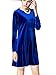K&S Women's Gold Velvet Long Sleeve Flare Loose Short Dress (S, Blue)