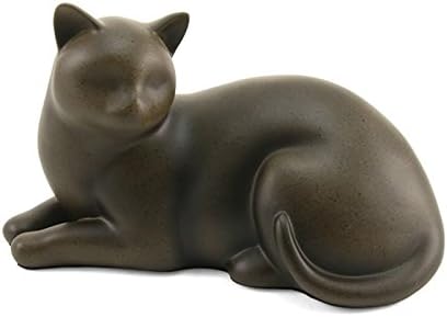 Cozy Cat Polyresin Cremation Cat Urn - Extra Small - Holds Up to 25 Cubic Inches of Ashes - Sable Brown Pet Cremation Urn for Ashes