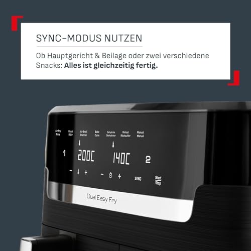 Tefal Dual Easy Fry Heißluftfritteuse 8,3 L – Airfryer mit 2 Kammern & XL-Schublade, 7 Programme, 2700 W, Extra-Crisp-Technologie, fettarm frittieren & energiesparend, spülmaschinenfest EY9018 10