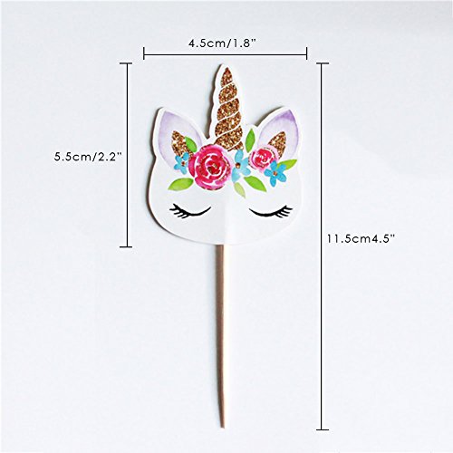 72 Pieces Unicorn Cupcake Toppers Double Sided with Two Different Styles for Birthday Baby Shower Party Decorations Supplies - Thumbnail 2