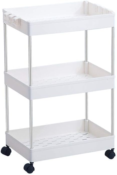 Amazon キッチンワゴン キチンラック 3段 収納カート キャスター付き 収納棚 収納ラック 収納ワゴン 頑丈 簡単組み立て ワゴン 台所 部屋 居間 トイレ 浴室用 多機能 省スペース 白 40 22 60 キッチンワゴン 収納カート オンライン通販