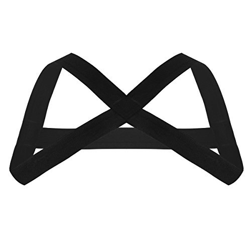 iiniim Men's Strong Nylon Body Chest Harness Elastic Shoulder Strap Brace Black X-Shaped One Size