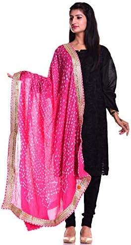 Women's Art Silk Bandhej Dupatta (KDP6005, Pink, Free Size)
