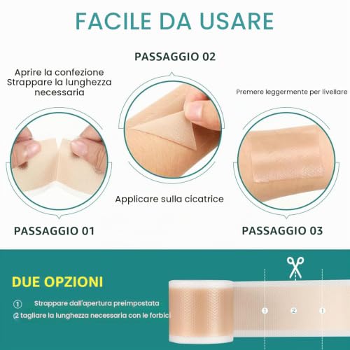 Silicone Scarring Sheets, Silicone Scars Plasters, 4 cm x 300 cm | Custom cut, everyday comfort and easy application