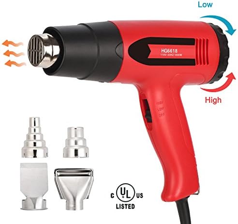 Amtake Heat Gun Kit 1800w Adjustable Temperature Control 120°F-750/1020°F with Four Nozzles for Bending Pipes, Sealing, Shrink Tubing, Professional Hot Air Gun Paint Remover