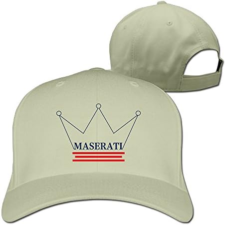 GXGML Maserati+imperial Crown Unisex Fashion Adjustable Pure 100% Cotton Peaked Cap Sports Washed Baseball Hunting Cap Fashion Bombe Natural