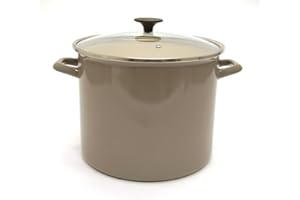 Starfrit 15L (16Qt) Carbon Steel Stockpot with Glass Lid - Enameled Exterior - Oven Safe - PFOA Free - Easy to Clean - Grey