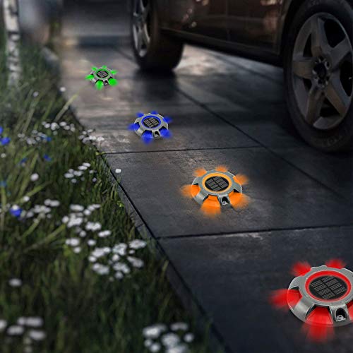 CHINLY Solar Driveway Lights LED Deck Dock Light Step Lighting Waterproof for Outdoor Pathway Garden Ground Yard Walkway Stair Markers 8pcs (RGBY) - Thumbnail 5