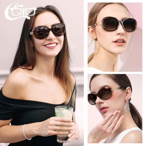 CGID Sunglasses Womens Polarised Retro Designer Ladies Sun Glasses | Vintage Oversized Shades,Big Durable Frame,UV400 Protection for Driving Travel Beach