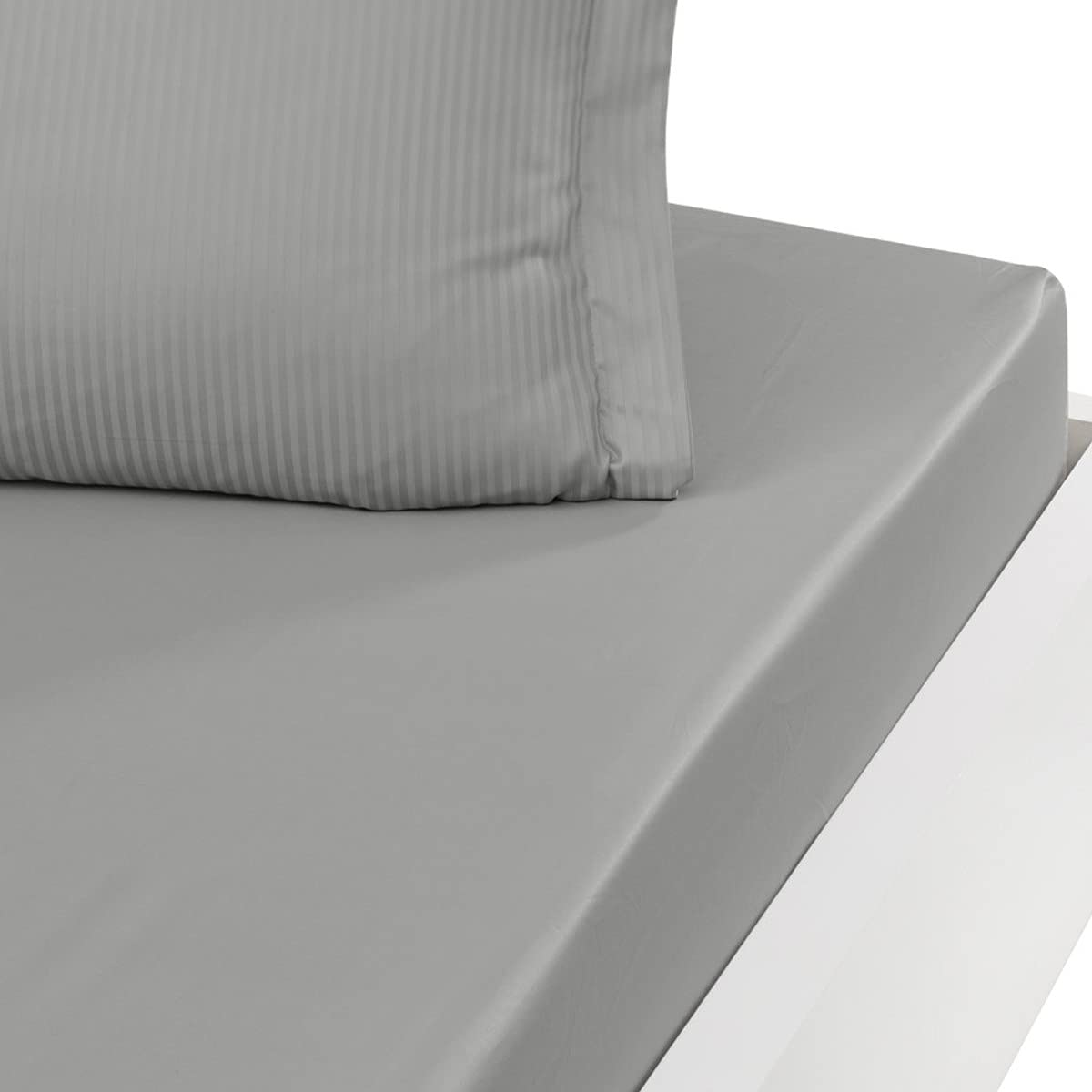 Sensei La Maison du Coton Versailles 120 Thread Count Cotton Satin Fitted Sheet, White, 200 x 200 cm