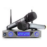 ARCHEER UHF Wireless Microphone System with LCD Display Dual Channel Handheld Karaoke Microphones Set for Outdoor Wedding, Conference, Karaoke, Evening Party, Singing