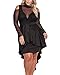 XAKALAKA Women's Plus Size High Low Sexy Mesh Bodycon Mini Night Club Dress Black XXXL