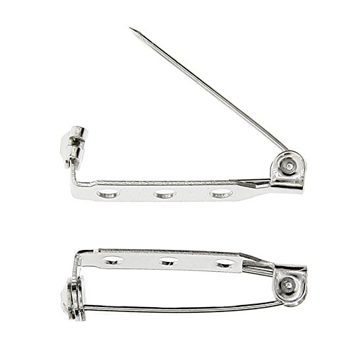 KeyZone 100 Pieces Silver Tone 1 Inch Locking Pin Backs Clasp Brooch for Badge Crafts, Jewelry Crafting