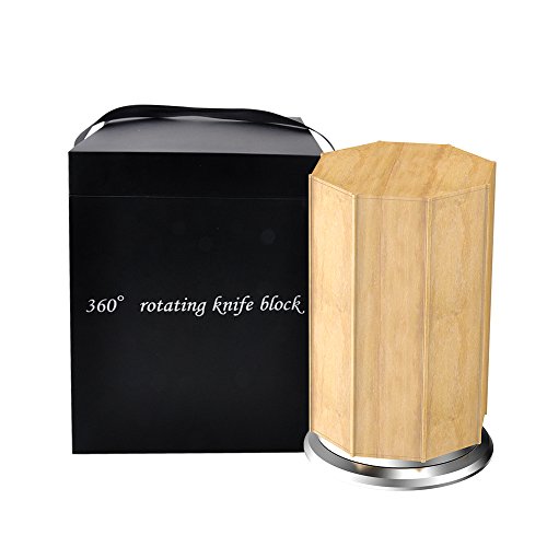 Knife Block,Cuteadoy 360°Rotating Bamboo Magnetic Knife Rack/Holder, Winner of Kitchen Test ,with Aluminum Alloy Base and Non-slip Feet, Luxury Gift and Amazing Handicraft (Natural) - Thumbnail 7