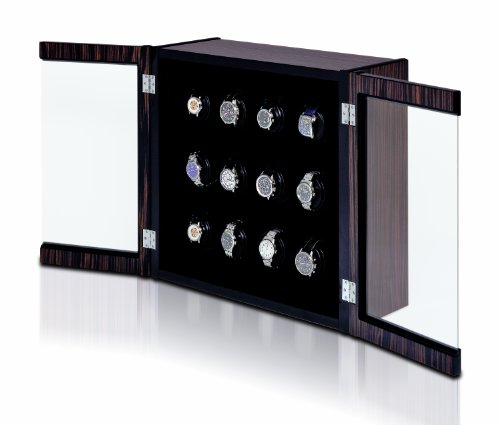 Avanti 12 Rotorwind Watchwinder in Italian-made Macassar Veneer and Carbon Fiber Cabinet by Orbita