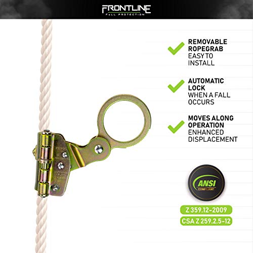 Frontline RGSS58 Self-tracking Rope Grab for 5/8" Lifeline Rope |OSHA & ANSI Compliant Rope Grab | Durable, Rugged & Compact | Fall Protection Safety Rope Grab - Thumbnail 2