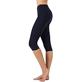 NioBe Clothing Womens High Waist Basic Solid Cotton Soft Capri Leggings