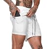 Odot Heren Sport Shorts met ingebouwde zak, sneldrogende ademende actieve gym shorts, met zakken 2 in 1 ademende…