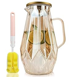 Glass Pitcher,60 oz/1.8 Liter Water Pitcher With