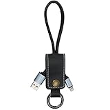 1ft Short Cool Design Keychain Charger Data USB Cable Compatible with Cell Phone X/8/8Plus/7/7 Plus/6S/6/5/5S/5C (Black)