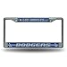 Rico MLB Los Angeles Dodgers Bling License Plate Frame, Chrome, 12 x 6-Inch