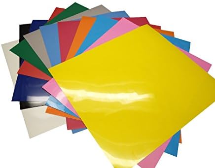 Heat Transfer Vinyl Bundle 12 x 10 inch | 12 Pack of Assorted Color DIY T-Shirt Vinyl Sheets | Premium Thin &amp; Durable Easy to Weed Iron On HTV Vinyl for Silhouette Cameo, Cricut, or Heat Press Machine