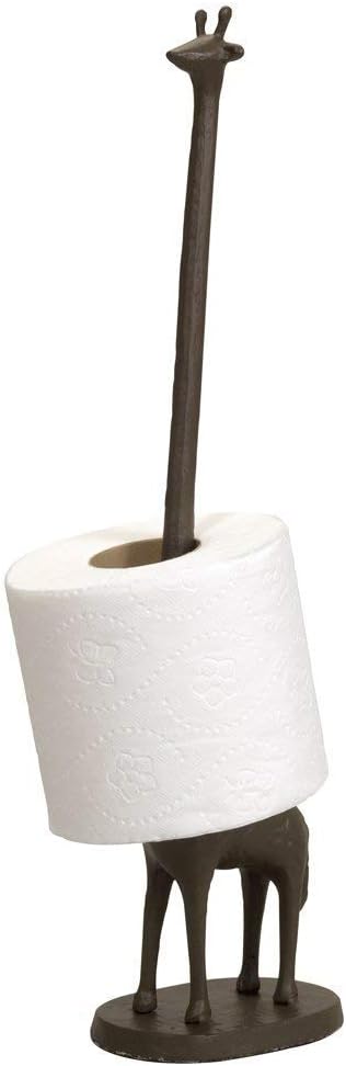 Originalidad Giraffe Decor, Giraffe Bathroom Animal Giraffe Toilet Paper Holder, Versatile and Decorative Bathroom Toilet Roll Paper Holder, Stand Up Cast Iron Paper Towel Holder