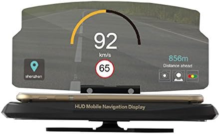 Car HUD Head Up,Phone GPS Navigation Image Reflector,Cell phone Holder Mount, Display Speed Warning,Smart Mobile Phone Car Stand Folding Holder (Black)