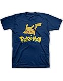 Pokemon Logo Pikachu Men's Navy Blue T-shirt
