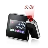 GEARONIC TM Projection Digital Weather Black LED Alarm Clock Snooze Color Display w/ LED Backlight (Electronics)