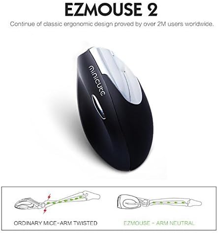 Tiangtech Right Hand Wireless Ergonomic Mouse 2.4G with 4 Buttons and Switchable DPI (800/1200/1600DPI) - Ezmouse 2 High Precision Vertical Mouse, Designed for Wrist Free Pain (Right-Handed Version)