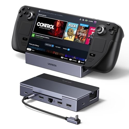 UGREEN Docking Station 6-in-1 with 4K@120Hz HDMI 2.1, 100W PD, USB-A & USB-C 3.0, Gigabit Ethernet, Adjustable Folding Stand for Gaming Handhelds, Laptops, and MacBooks