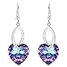 EleQueen 925 Sterling Silver CZ Love Heart French Hook Dangle Earrings Vitrail Light Made with Austrian Crystals for Women, Valentine's Day/Mother's Day/Christmas Jewelry Gift for Girlfriend/Mom