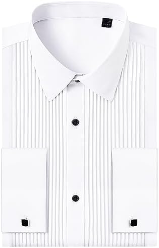 J.VER Men's Tuxedo Shirt Formal Dress Shirt Pleated Long Sleeve Button Down  Shirts for Prom Party Wedding, A-white+black Button+cufflinks, S price in  UAE | Amazon UAE | kanbkam