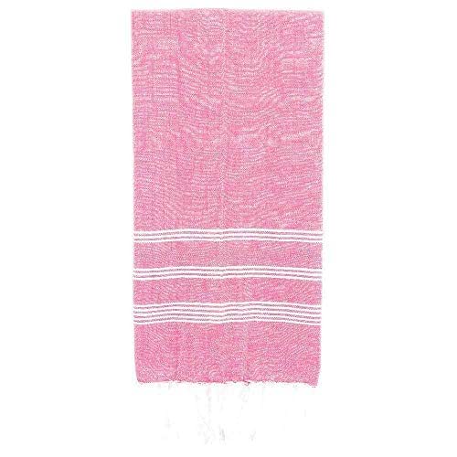 Lightweight Hand Towel Blush Pink, White Stripes
