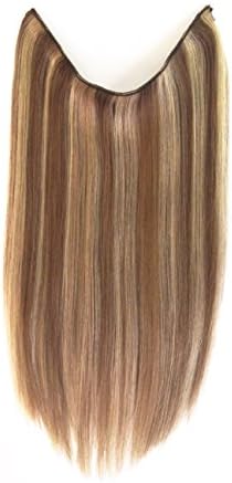 DS Secret Presents - 100% Remy Natural Human 18 inch Hair Extensions W/ Invisible Wire For Quick Attachment - 100g (8-24_HazelBrown_TrueBlond)
