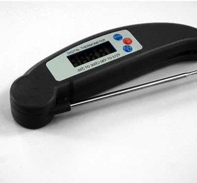 [Upgraded Version]JCMC Instant Read Thermometer Super Fast Digital Electronic Food Thermometer Barbecue Meat Thermometer Outdoor BBQ Thermometer,LCD Screen Long Collapsible Internal Probe (Black)