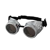 FTXJ Retro Steampunk Goggles Welding Punk Glasses Cosplay (Silver)