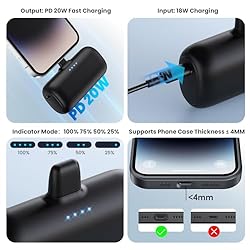[2-Pack] Mini Portable Charger for iPhone,5200mAh