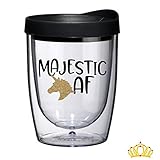 Funny Unicorn Acrylic Wine Tumbler - Majestic AF Unicorn Gift for Adults