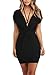 Linsery Women's Cap Sleeve Plunging V Neck Ruched Bodycon Club Sheath Dress