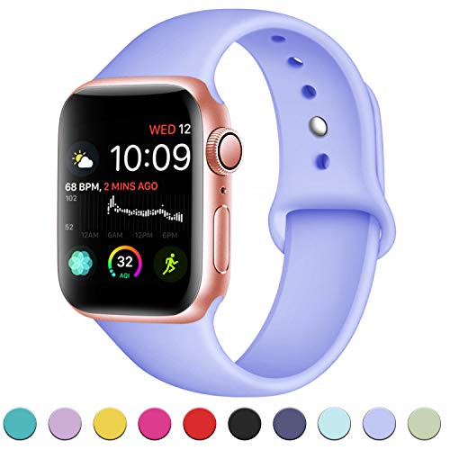 DaQin Compatible with Apple Watch Band 40mm 38mm, Sport Silicone Replacement Bands for iWatch Series 4 Series 3/2/1, Lilac, S/M